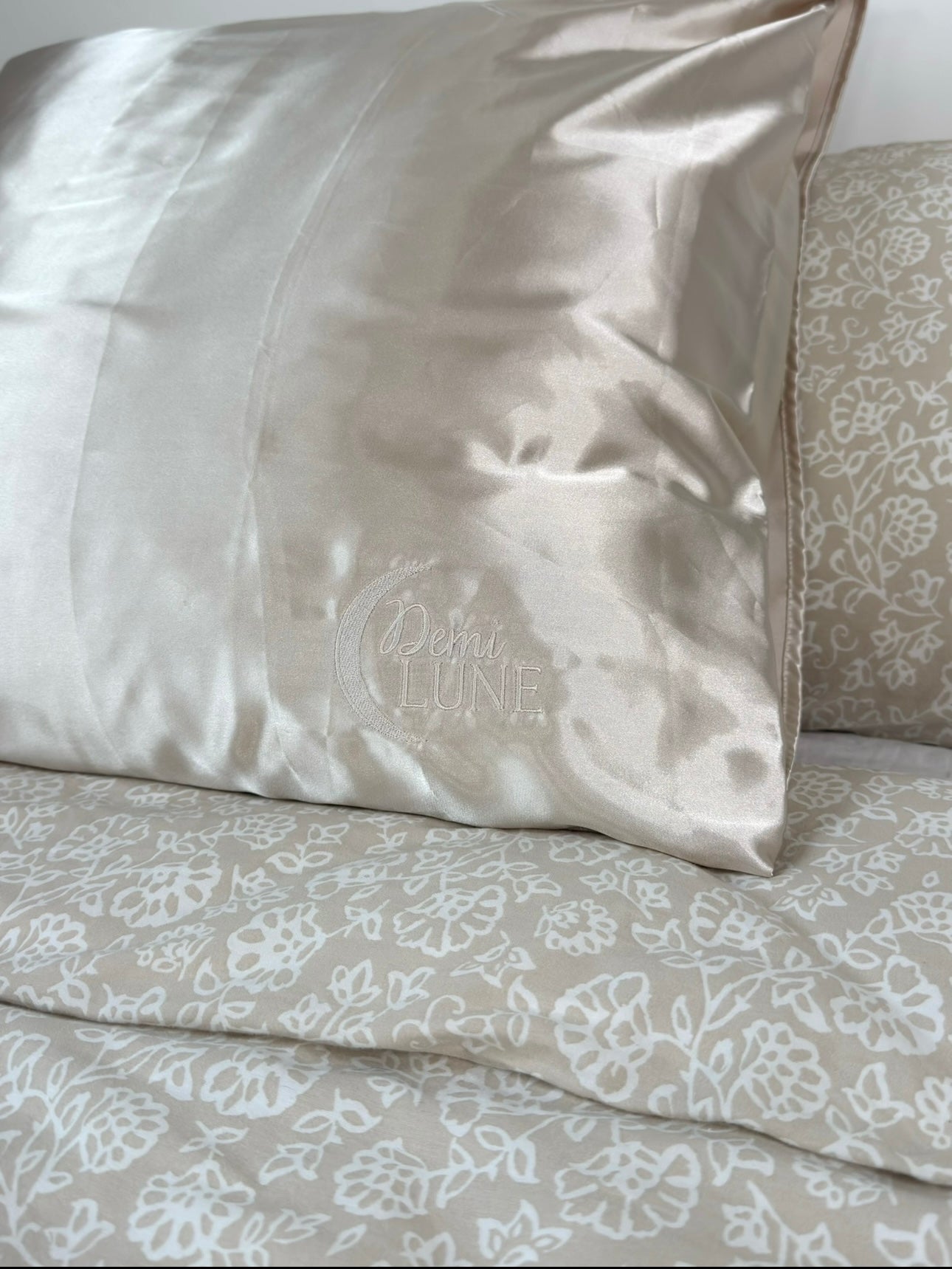 Taies d’oreiller en satin - Beige Nacré