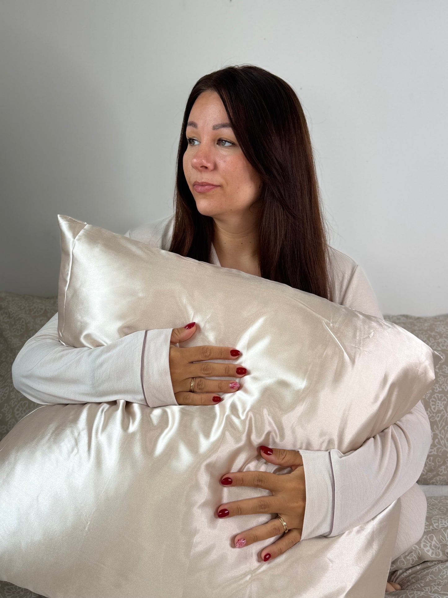 Taies d’oreiller en satin - Beige Nacré