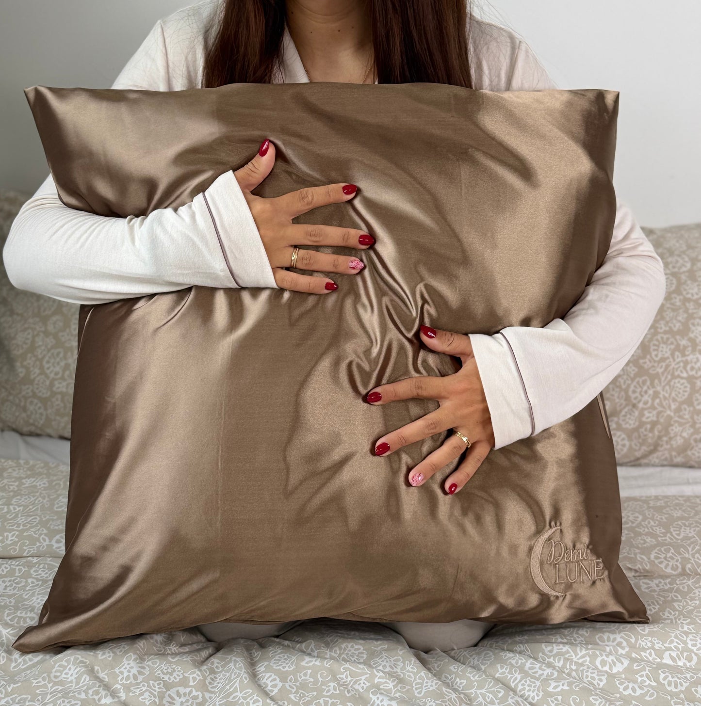Taie d’oreiller en satin - Marron praliné