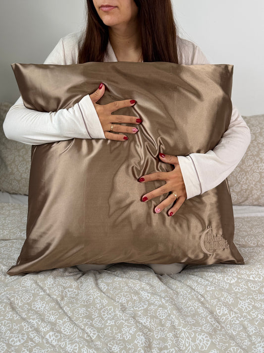 Taie d’oreiller en satin - Marron praliné