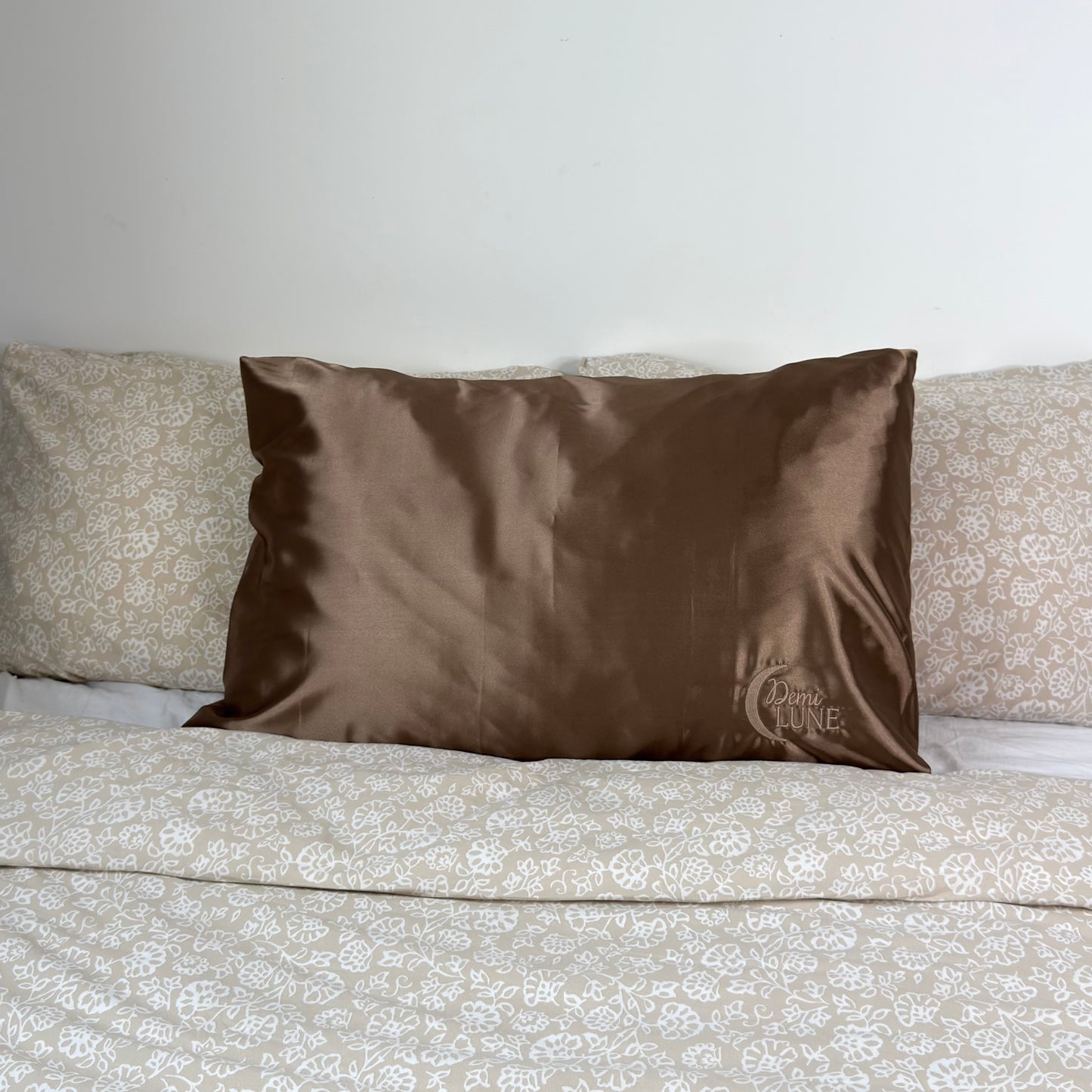 Taie d’oreiller en satin - Marron praliné