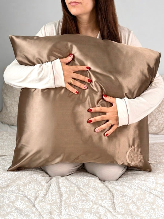 Taie d’oreiller en satin - Marron praliné